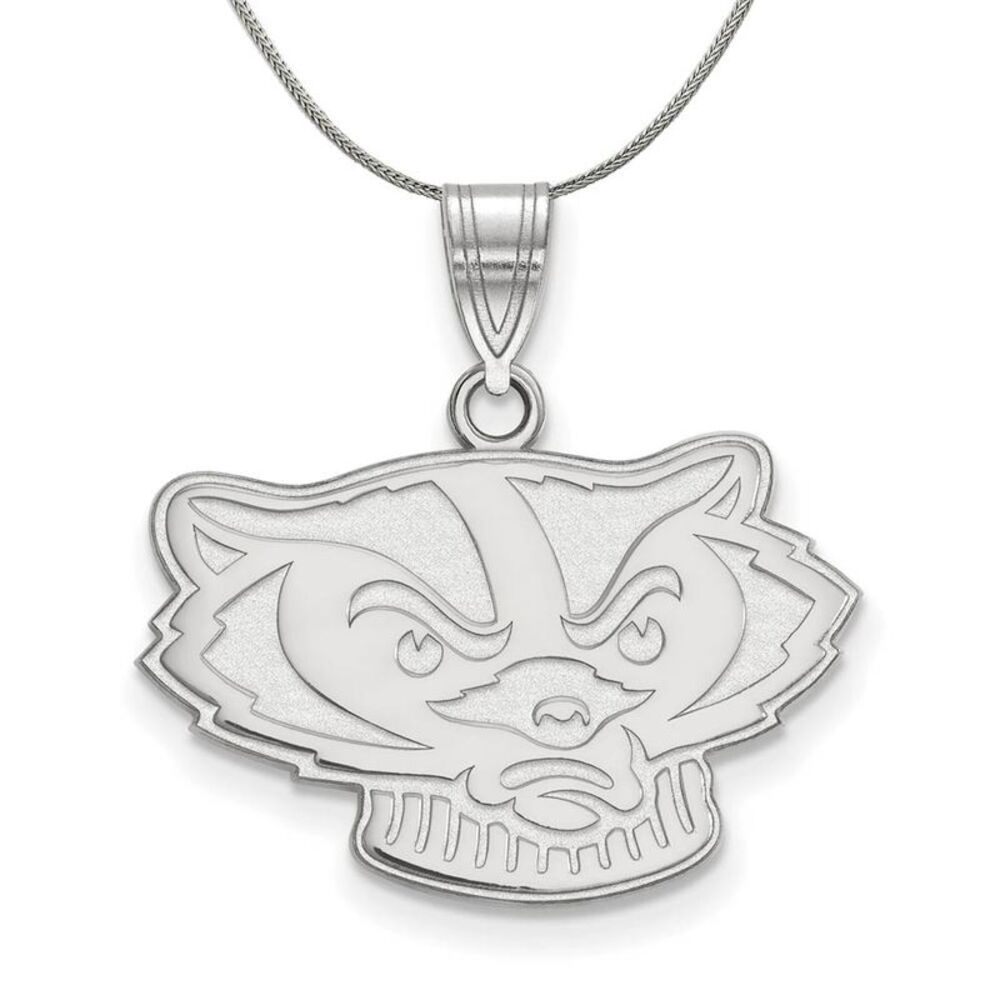 Sterling Silver U. of Wisconsin Medium Badger Necklace - 24 Inch